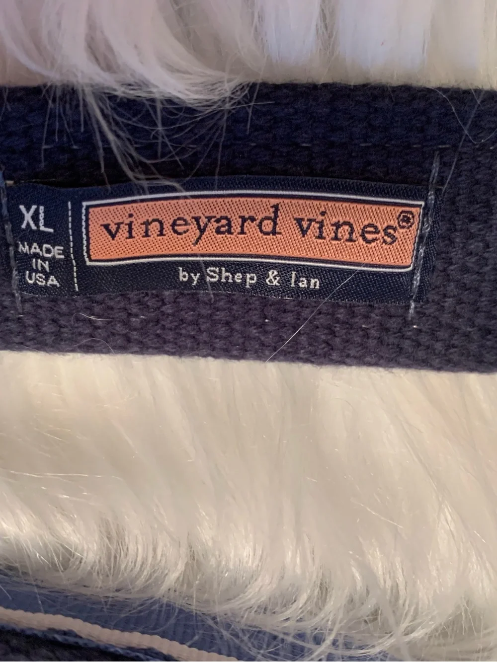 VINEYARD VINES men’s Navy / light blue classic striped D Ring belt VGUC size XL